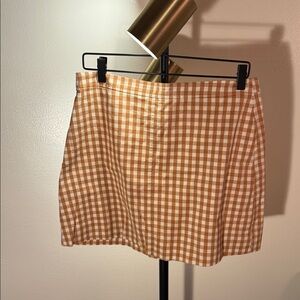 Spring cutie J. Crew Mini Skirt in Brown and White Gingham